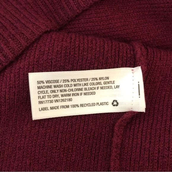 A New Day Burgundy Ribbed Knit Long Sleeve Sweaterdress size XS NWT - Picture 9 of 11